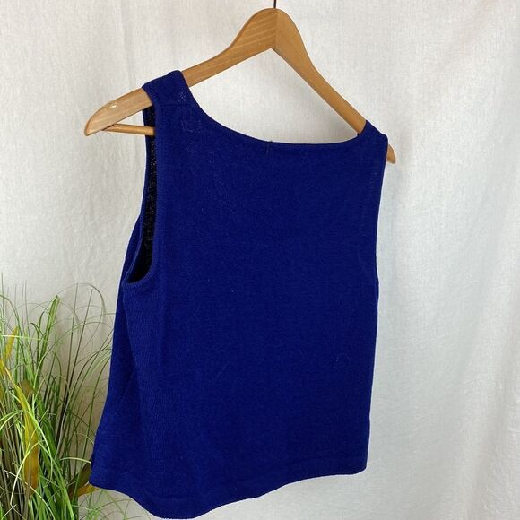 St John Blue Knit Sleeveless Woven Tank Top M - Picture 3 of 7